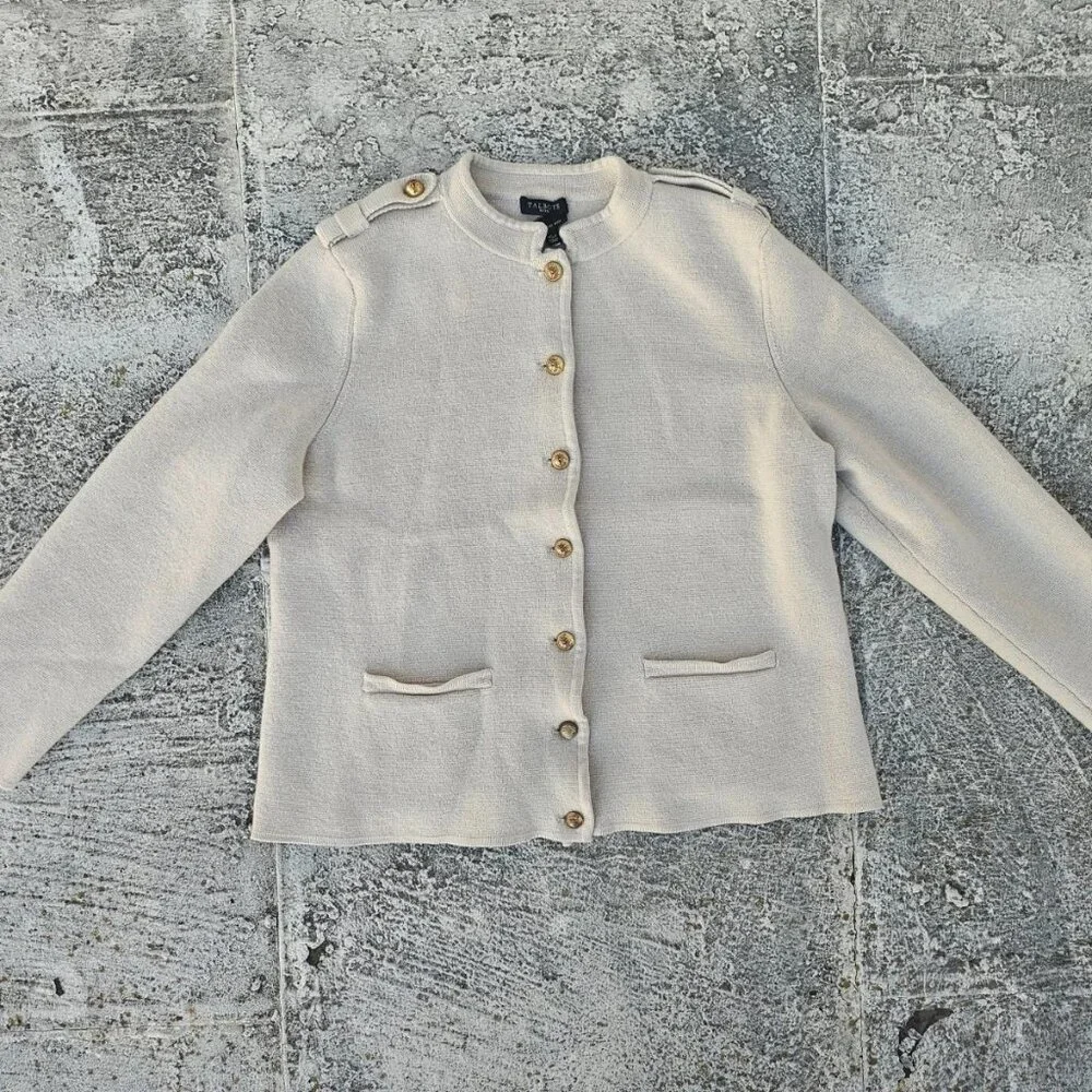 Pure Merino Wool Talbots Ladies Sweater Long Sleeve Gold Tone Button XLP Petite - Picture 4 of 9